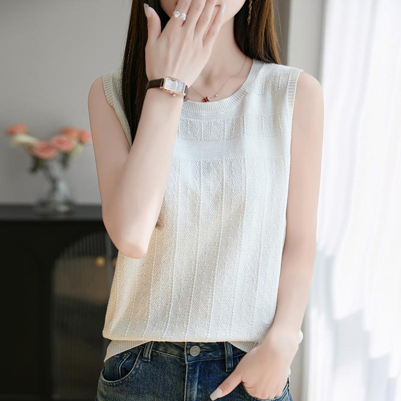 Summer Round Neck Pure Cotton Fashionable Jacquard Hollow Sleeveless T-shirt for Women Versatile Thin Vest Top Knit Sweater Base M бежевый
Summer Round Neck Pure Cotton Fashionable Jacquard Hollow Sleeveless T-shirt for Women Versatile Thin Vest Top Knit Sweater Base M бежевый