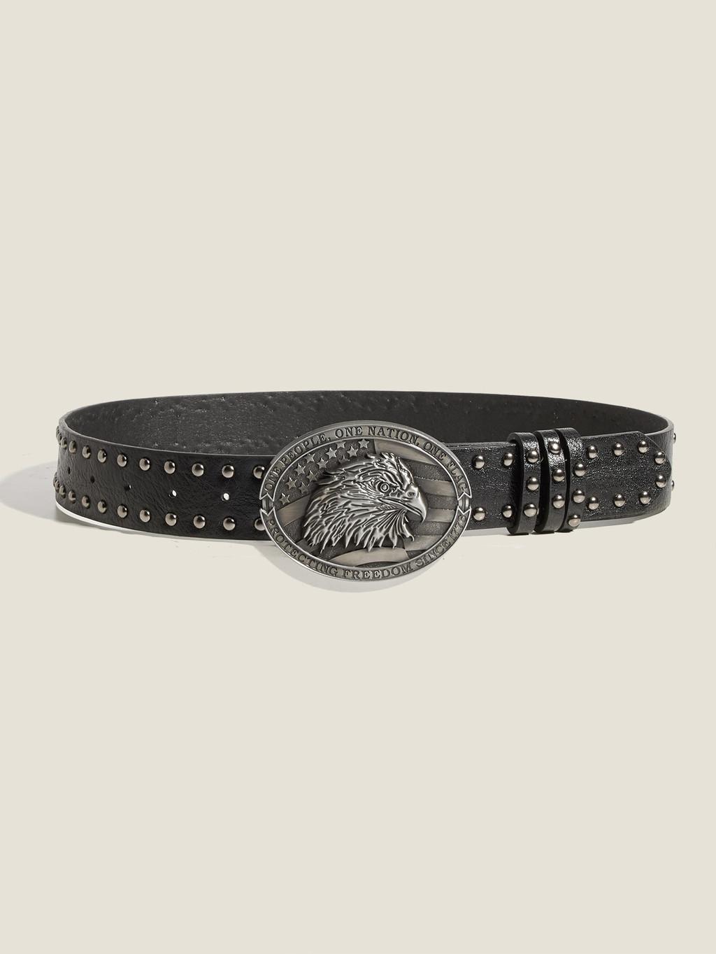 Waist Trendy Leather Belt With Head Metal Snap Fastener And Decor Rivet чёрный
Waist Trendy Leather Belt With Head Metal Snap Fastener And Decor Rivet чёрный