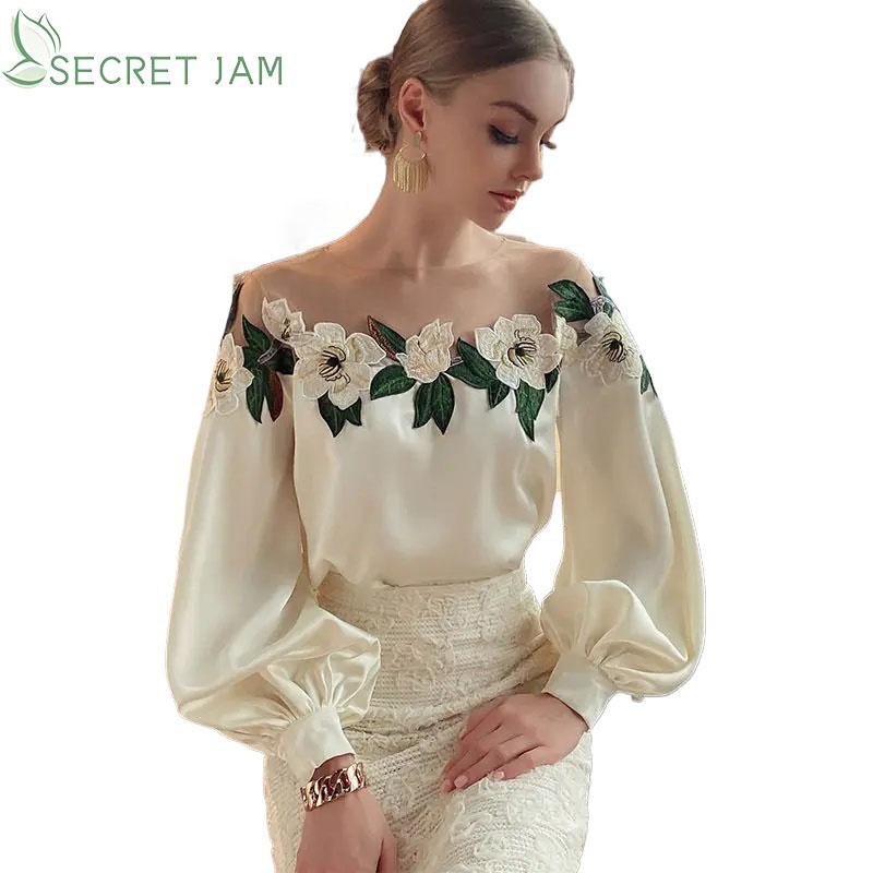 Secret Jam, летняя женская рубашка с длинными рукавами и открытыми плечами, сетчатая атласная рубашка с вышивкой, женские топы, рубашки для женщин, шифоновая блузка
Secret Jam, летняя женская рубашка с длинными рукавами и открытыми плечами, сетчатая атласная рубашка с вышивкой, женские топы, рубашки для женщин, шифоновая блузка