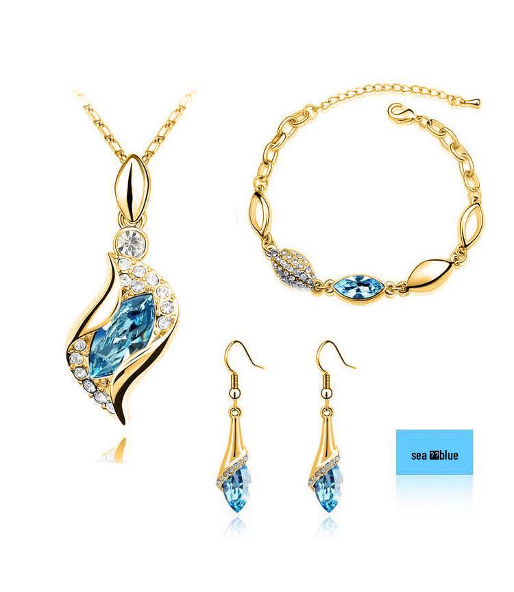 Европейский и американский комплект украшений «Хрустальный ангел» с конским глазом – серьги, браслет, ожерелье
Европейский и американский комплект украшений «Хрустальный ангел» с конским глазом – серьги, браслет, ожерелье