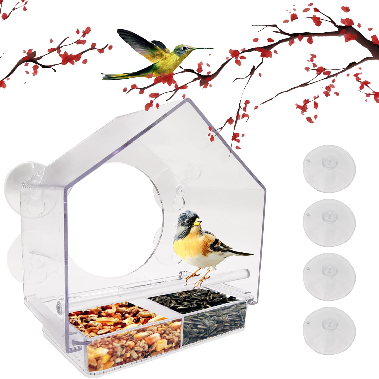 Window Bird CTRICALVER Outside Transparent PC Plastic Bird Box x 11 x with Hanging Suction Removable Tray and Drainage Hole for Garden Outdoor
Window Bird CTRICALVER Outside Transparent PC Plastic Bird Box x 11 x with Hanging Suction Removable Tray and Drainage Hole for Garden Outdoor