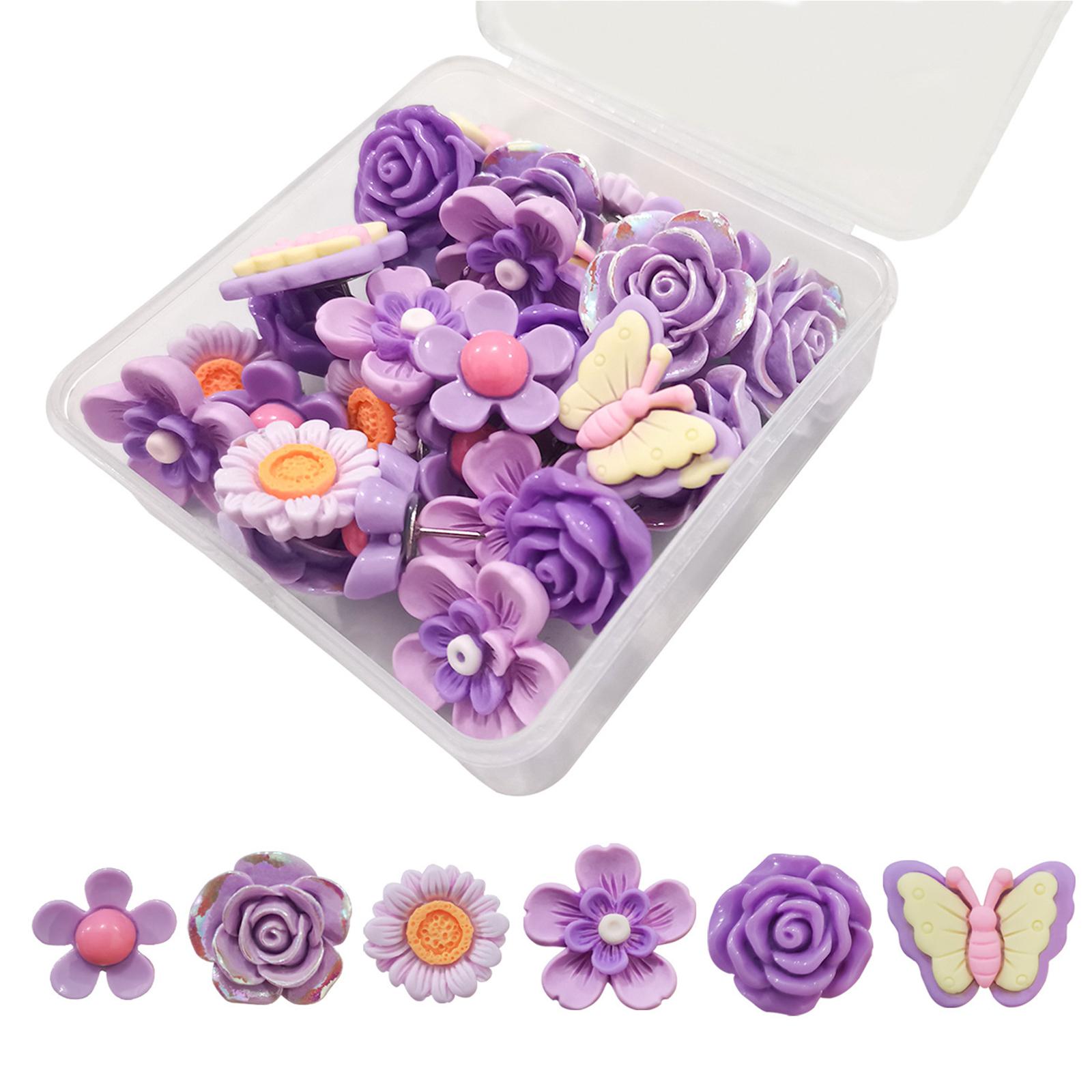 30pcs Colorful Resin Flower Push Pins Decorative Thumb Tacks Multiple Use Pushpin for Cork Boards Office & Home Decor фиолетовый
30pcs Colorful Resin Flower Push Pins Decorative Thumb Tacks Multiple Use Pushpin for Cork Boards Office & Home Decor фиолетовый