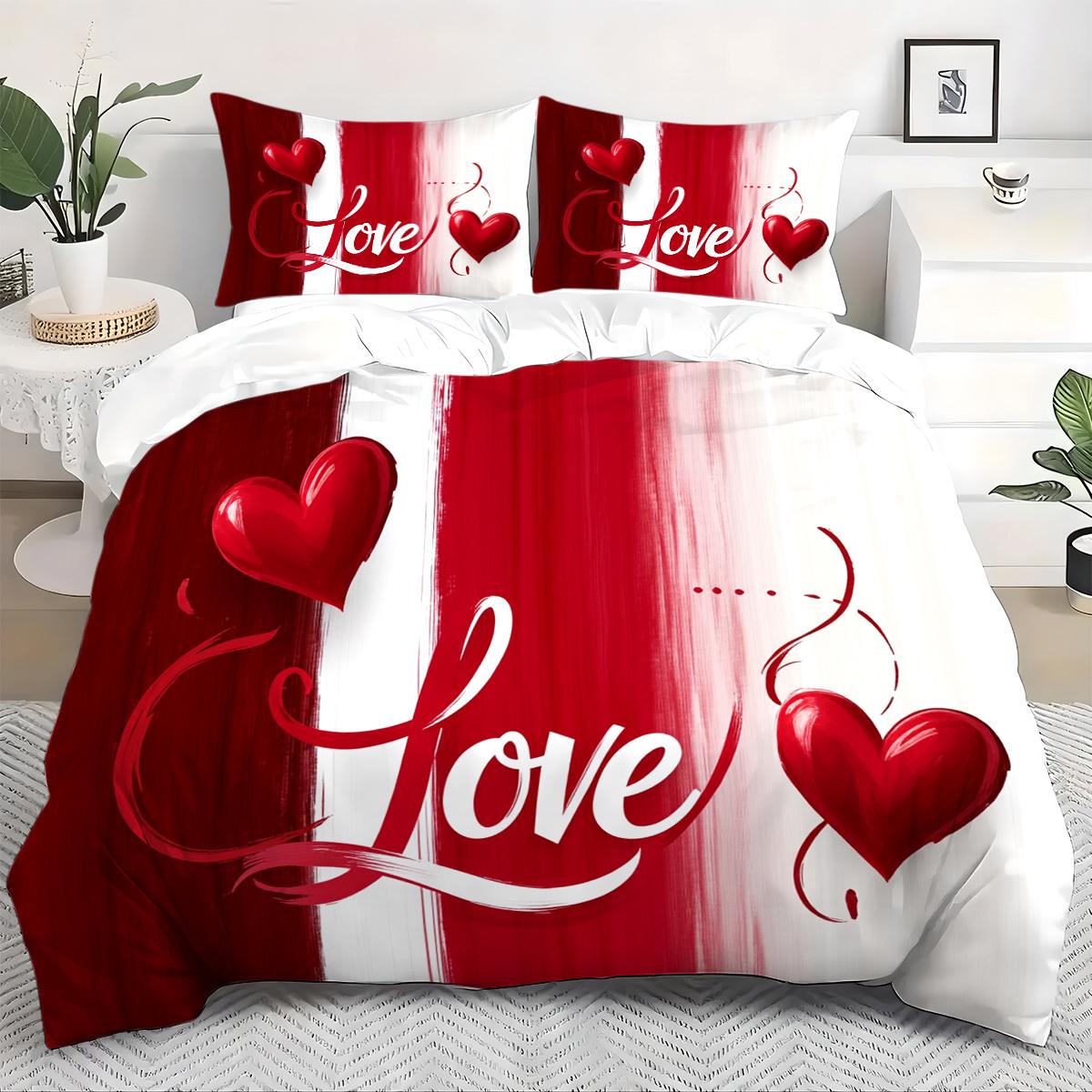 Valentine s Day Duvet Cover Set Romantic Red Love heart King Queen Twin Single Size 228x228 for Couple Bedroom Decor Gift EU Single 135x200cm
Valentine s Day Duvet Cover Set Romantic Red Love heart King Queen Twin Single Size 228x228 for Couple Bedroom Decor Gift EU Single 135x200cm