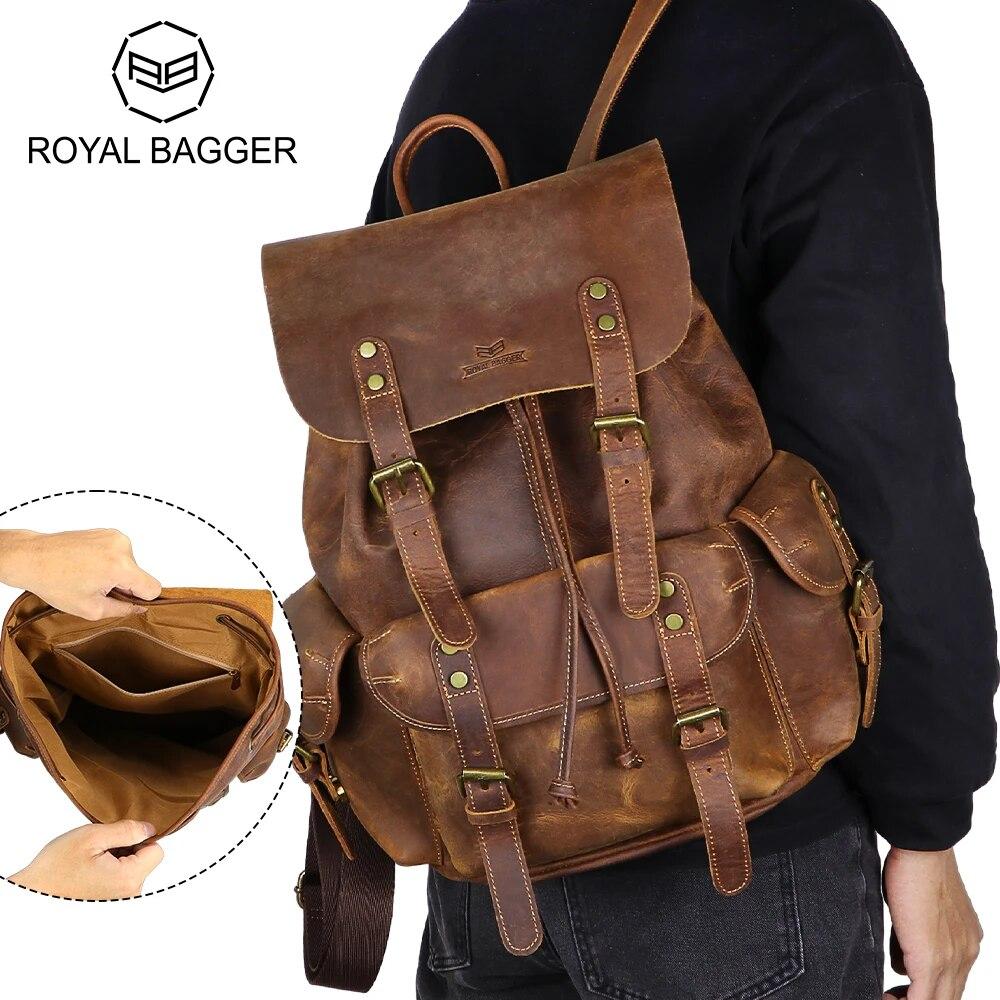 Мужские рюкзаки из натуральной кожи Royal Bagger, сумки через плечо большой вместимости, винтажная деловая сумка 1632
Мужские рюкзаки из натуральной кожи Royal Bagger, сумки через плечо большой вместимости, винтажная деловая сумка 1632