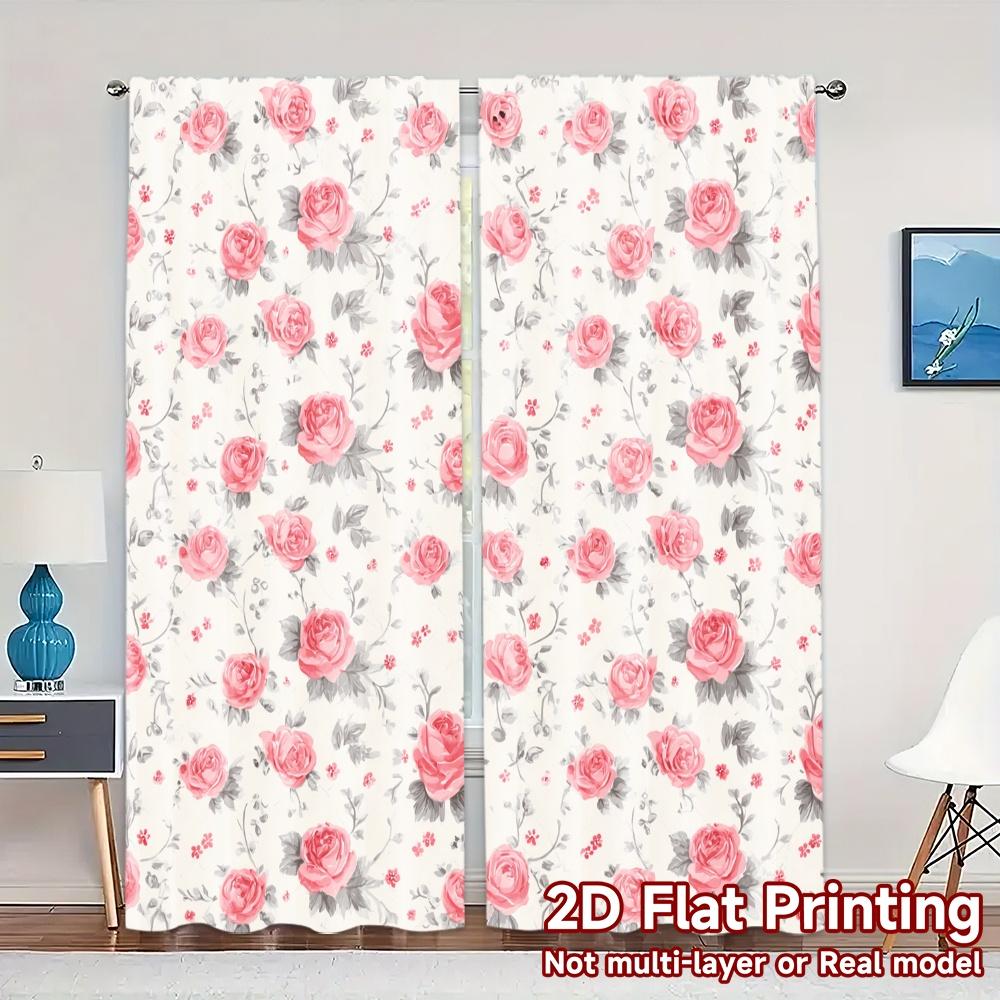 Set Of 2 Flat Printing Curtains Without Rod Floral Pattern Roses Ramadan Holiday Versatile Polyester Fabric Curtain Made W100*H70(CM)-Hooks&2PCS
Set Of 2 Flat Printing Curtains Without Rod Floral Pattern Roses Ramadan Holiday Versatile Polyester Fabric Curtain Made W100*H70(CM)-Hooks&2PCS