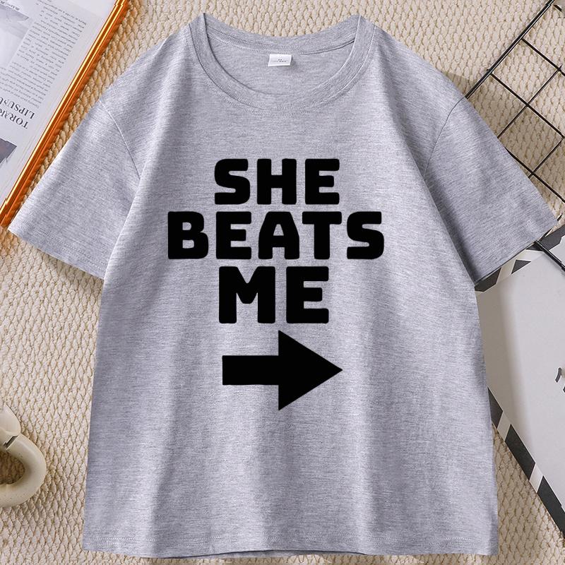 She Beats Me Printed Cotton T-shirt Funny Short Sleeves Round Neck T Shirt Men Loose Tees Clothes Basic Comfortable Male Tshirt M
She Beats Me Printed Cotton T-shirt Funny Short Sleeves Round Neck T Shirt Men Loose Tees Clothes Basic Comfortable Male Tshirt M