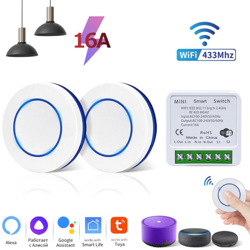 16A Tuya Smart Switch RF433+WiFi Relay Receiver Mini Wireless Panel Switch Remote Control Alexa Google Home For Led Lamp Remote Switch
16A Tuya Smart Switch RF433+WiFi Relay Receiver Mini Wireless Panel Switch Remote Control Alexa Google Home For Led Lamp Remote Switch