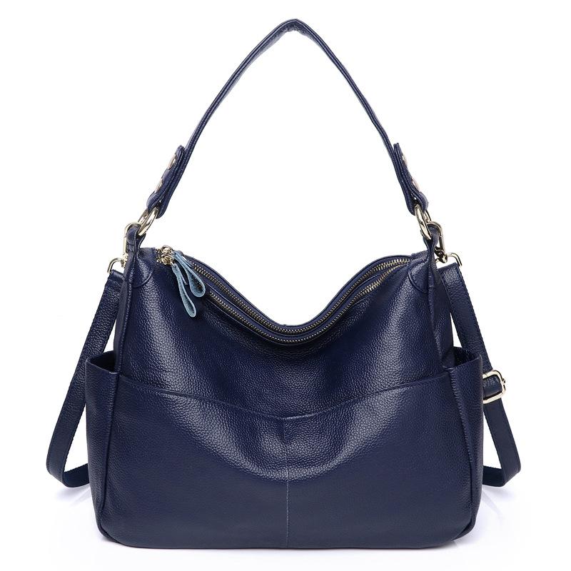 Feiya женская сумка с рисунком личи, первый слой коровьей кожи, модная большая вместимость, сумка через плечо на одно плечо, сумка через подмышку с несколькими карманами, мягкая кожаная сумка королевский синий