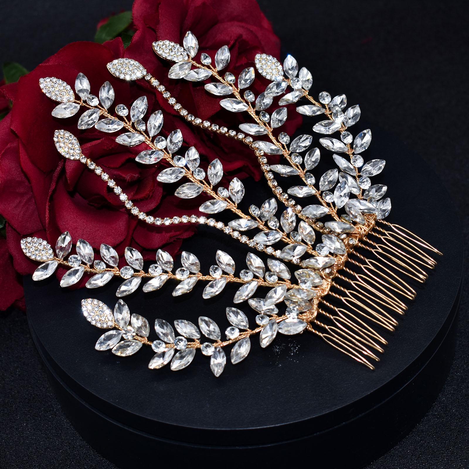 Гибкий гребень для свадебной прически в виде листьев со стразами - Ручная работа, боковой аксессуар для прически пучок золотой
Гибкий гребень для свадебной прически в виде листьев со стразами - Ручная работа, боковой аксессуар для прически пучок золотой