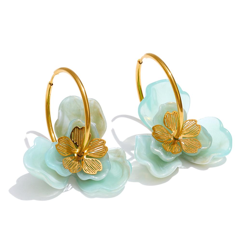 Yhpup Exclusive Design Resin Flower Hoop Earrings for Women Stainless Steel Charming Jewelry Green Pink Purple White Brown Color
Yhpup Exclusive Design Resin Flower Hoop Earrings for Women Stainless Steel Charming Jewelry Green Pink Purple White Brown Color