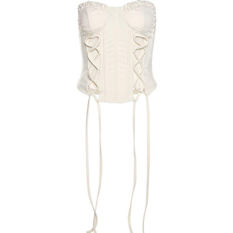 # Sisjuly# French Style Vintage Court Style Asymmetrical Fishbone Waist Tied Rope Slim Fit Tube Top Female Summer Apricot S
# Sisjuly# French Style Vintage Court Style Asymmetrical Fishbone Waist Tied Rope Slim Fit Tube Top Female Summer Apricot S
