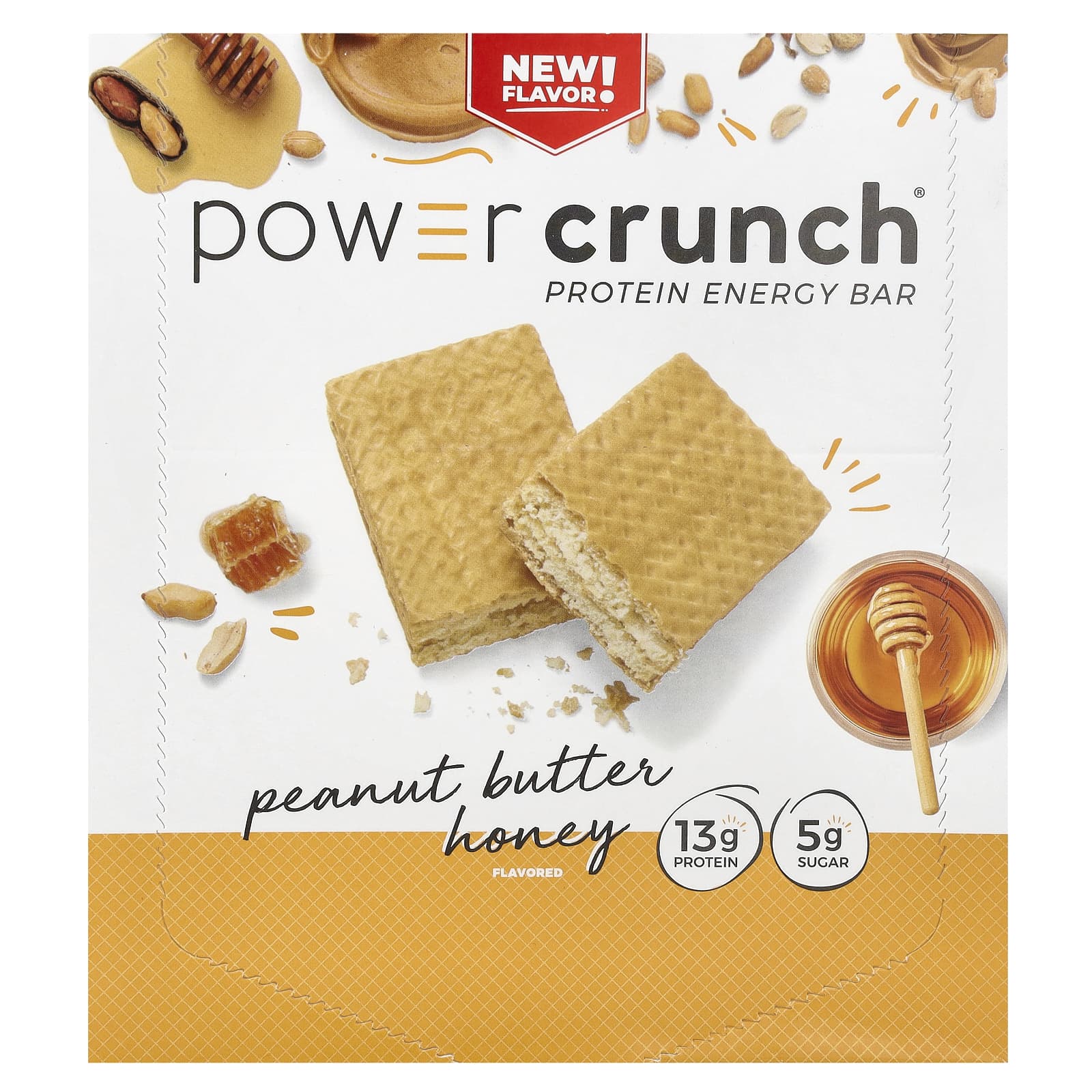 BNRG, Протеїново-енергетичний батончик Power Crunch, Арахісова паста мед, 12 батончиків, 40 г (1,4 унції) Кожен
BNRG, Протеїново-енергетичний батончик Power Crunch, Арахісова паста мед, 12 батончиків, 40 г (1,4 унції) Кожен