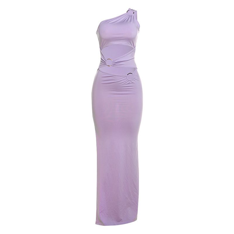 Holiday Elegant One Shoulder Patchwork Iron Hoop Design Dress Sexy Sexy Cut Out Slim Side Split Bodycon Dress Purple L
Holiday Elegant One Shoulder Patchwork Iron Hoop Design Dress Sexy Sexy Cut Out Slim Side Split Bodycon Dress Purple L