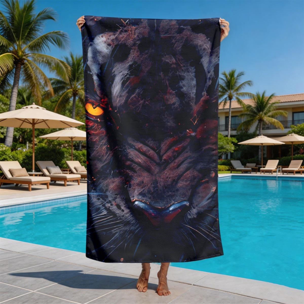 Dark art style black panther pattern polyester microfiber beach towel is highly absorbent, suitable swimming and beach outings W40*H60(CM)
Dark art style black panther pattern polyester microfiber beach towel is highly absorbent, suitable swimming and beach outings W40*H60(CM)