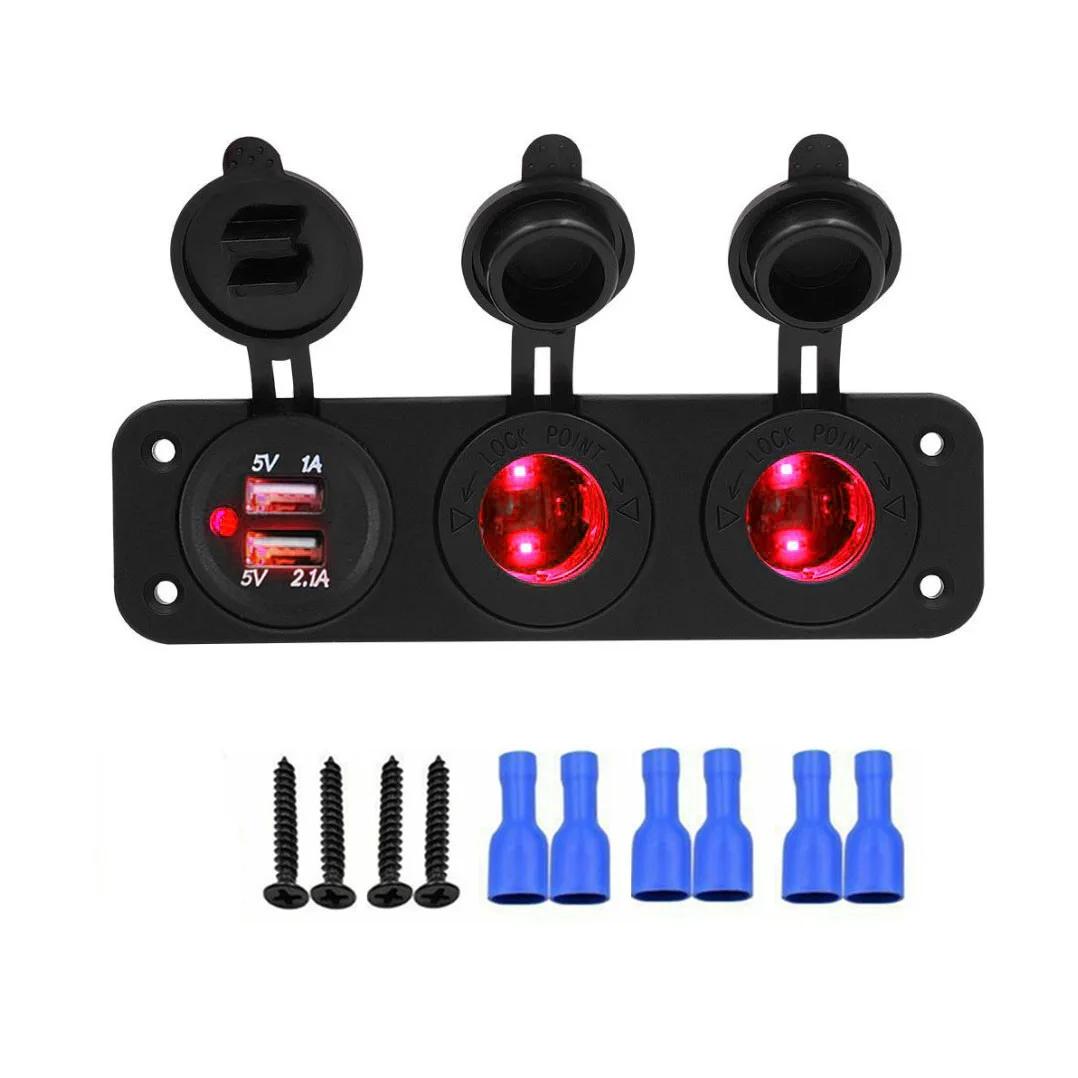 3 IN 1 Panel Dual Cigarette Lighter Socket 3.1A Dual USB Car Charger Power Outlet Adapter Waterproof for Boat Camper Caravans красный
3 IN 1 Panel Dual Cigarette Lighter Socket 3.1A Dual USB Car Charger Power Outlet Adapter Waterproof for Boat Camper Caravans красный