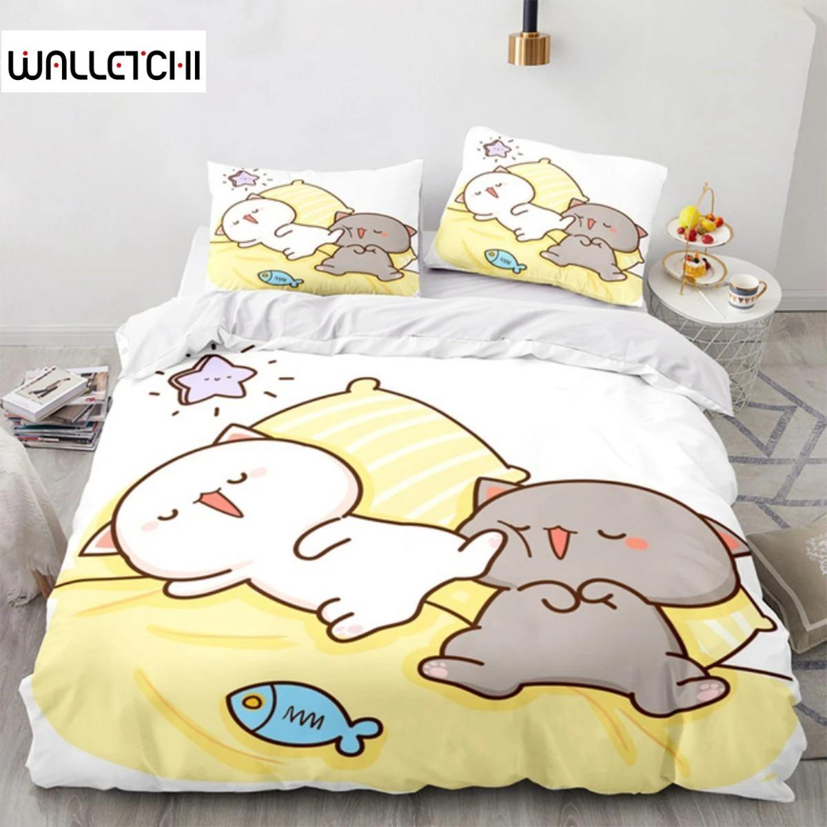 Peach Cat Bedding Cover Set Goma Cute Cartoon Cats Duvet Cover Infantil Bedclothes Queen King Size for Children Girl Room Decor EU Single 135x200cm
Peach Cat Bedding Cover Set Goma Cute Cartoon Cats Duvet Cover Infantil Bedclothes Queen King Size for Children Girl Room Decor EU Single 135x200cm