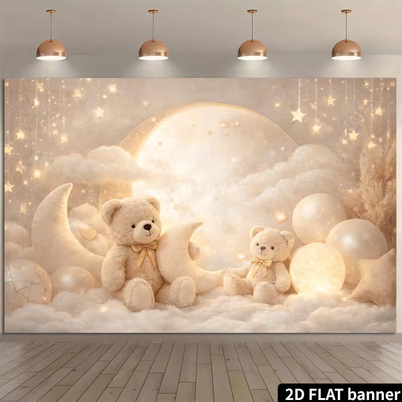 2D Flat 2D FLAT Banner Beige Teddy Bear Moon Backdrop with Stars Baby Party Background 47.2x31.5inch/120*80cm
2D Flat 2D FLAT Banner Beige Teddy Bear Moon Backdrop with Stars Baby Party Background 47.2x31.5inch/120*80cm