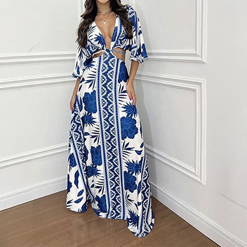 European American Women s Clothing Ethnic Style Printed Bat Sleeves Waist Strap Dress 2XL синій
European American Women s Clothing Ethnic Style Printed Bat Sleeves Waist Strap Dress 2XL синій