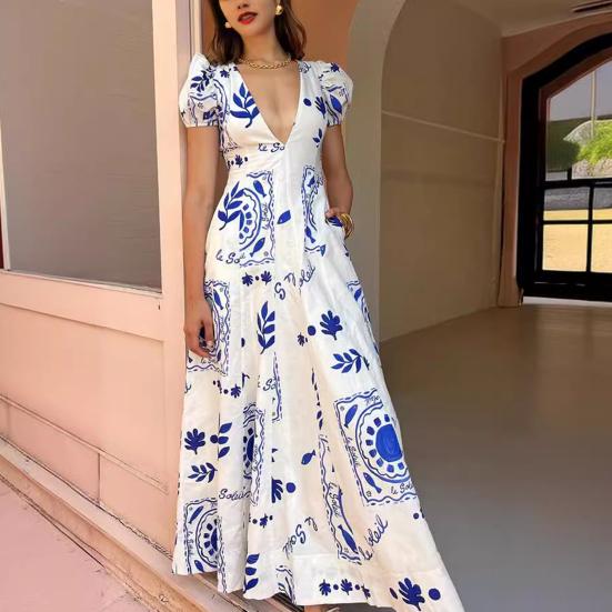 Женское платье с глубоким V-образным вырезом, сочетающееся по цвету с принтом и пузырьковыми рукавами, трапециевидной формы с большим подолом и боковыми карманами, платье макси для выпускного вечера, летнее вечернее платье M
Женское платье с глубоким V-образным вырезом, сочетающееся по цвету с принтом и пузырьковыми рукавами, трапециевидной формы с большим подолом и боковыми карманами, платье макси для выпускного вечера, летнее вечернее платье M