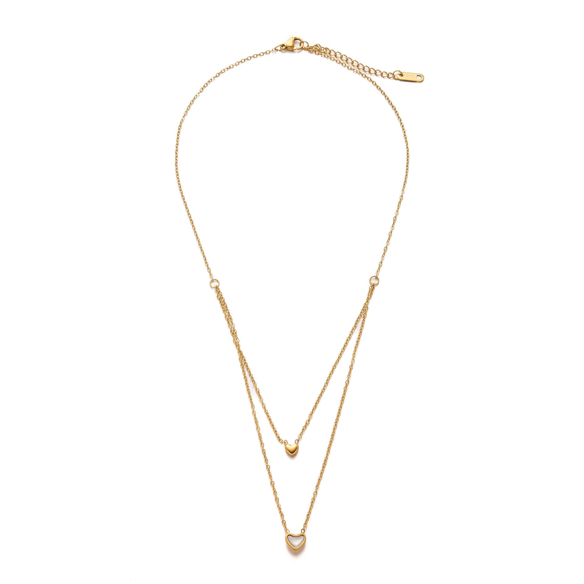 Heart Pendent Double Layer Necklace Stainless Steel Gold Color Neck Chain Women Minimalist Zircon Wedding Gift Wholesale 40-45 cm
Heart Pendent Double Layer Necklace Stainless Steel Gold Color Neck Chain Women Minimalist Zircon Wedding Gift Wholesale 40-45 cm