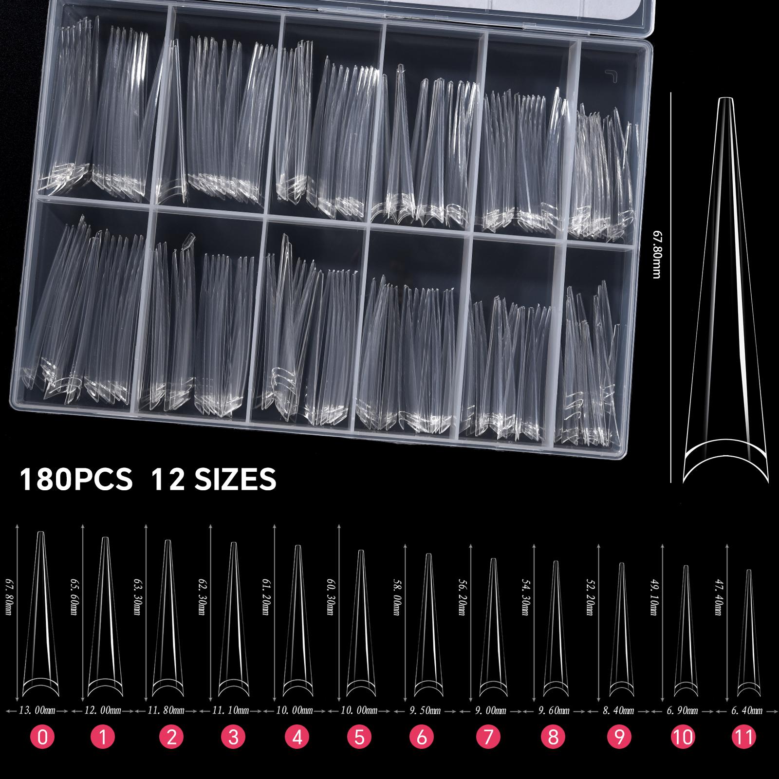 180 шт./кор. акриловые удлиненные прозрачные накладные ногти, накладные ногти в форме гроба, полное покрытие накладных ногтей, изогнутые прямые ногти в форме буквы C, 12 размеров
180 шт./кор. акриловые удлиненные прозрачные накладные ногти, накладные ногти в форме гроба, полное покрытие накладных ногтей, изогнутые прямые ногти в форме буквы C, 12 размеров