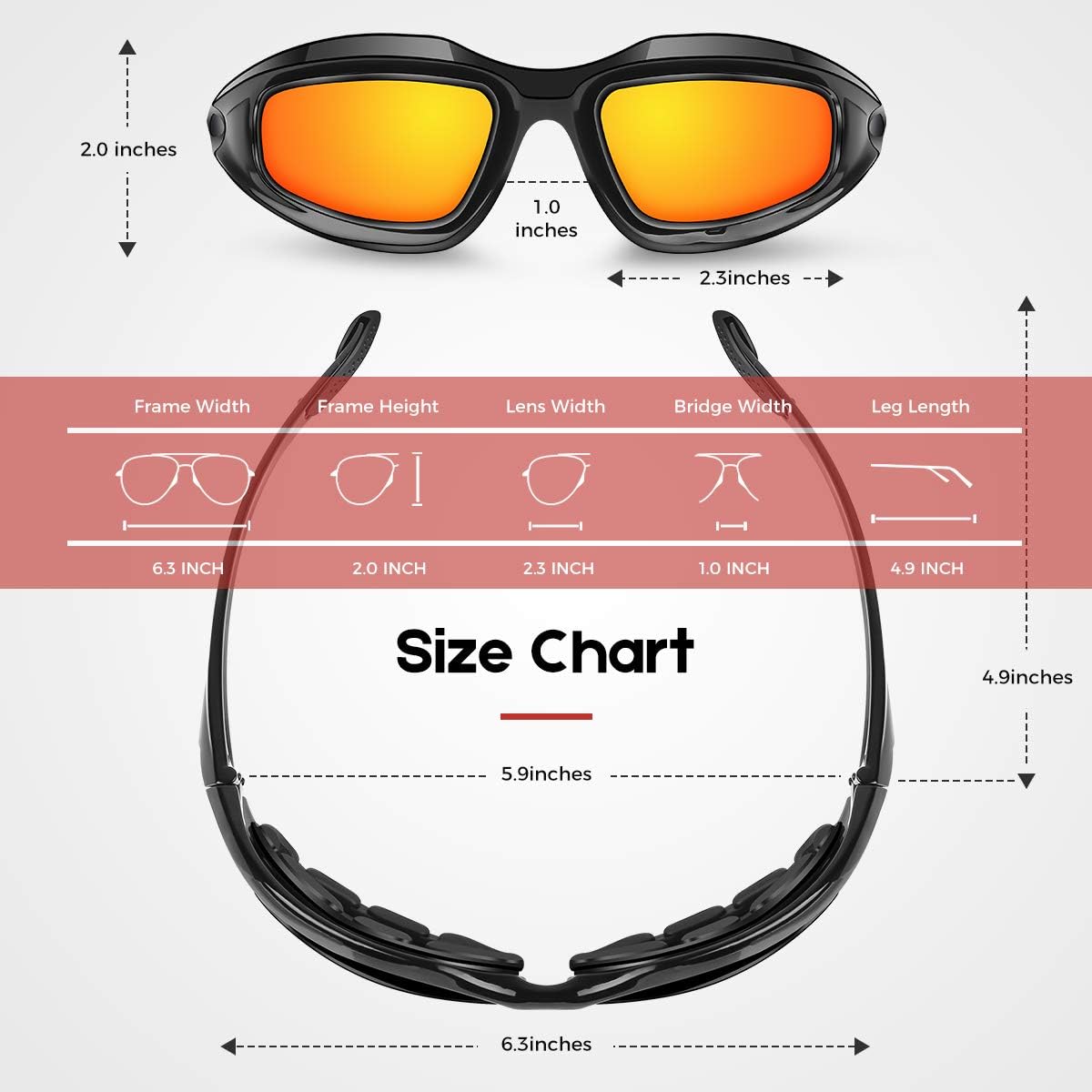 BELINOUS Polarized Motorcycle Riding Glasses Goggles for Men Foam Padding, Windproof Anti-dust Sunglasses w/ 4 Interchangeable Lens Kit & Case,
BELINOUS Polarized Motorcycle Riding Glasses Goggles for Men Foam Padding, Windproof Anti-dust Sunglasses w/ 4 Interchangeable Lens Kit & Case,
