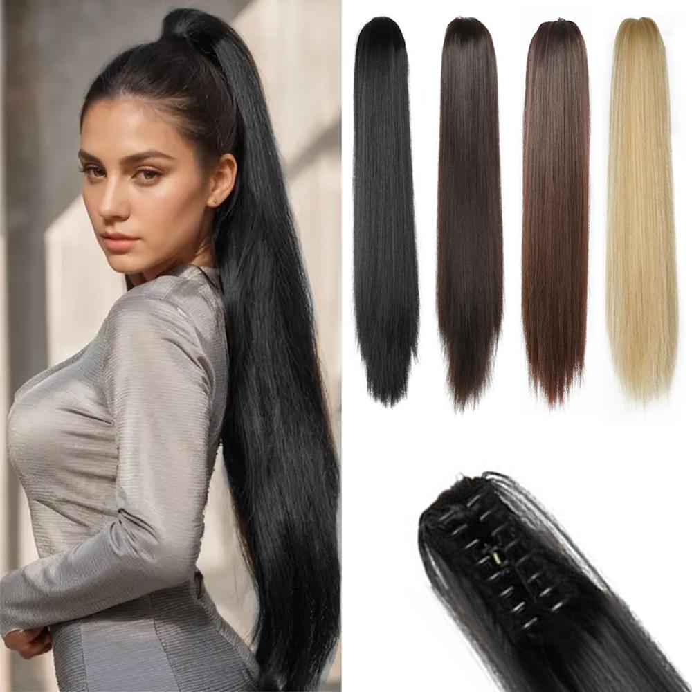 MISS WIG 22 Inch Synthetic Long Straight Ponytail Extensions Fluffy Natural Claw Clip Ponytail For Women Daily Wear 55cm
MISS WIG 22 Inch Synthetic Long Straight Ponytail Extensions Fluffy Natural Claw Clip Ponytail For Women Daily Wear 55cm