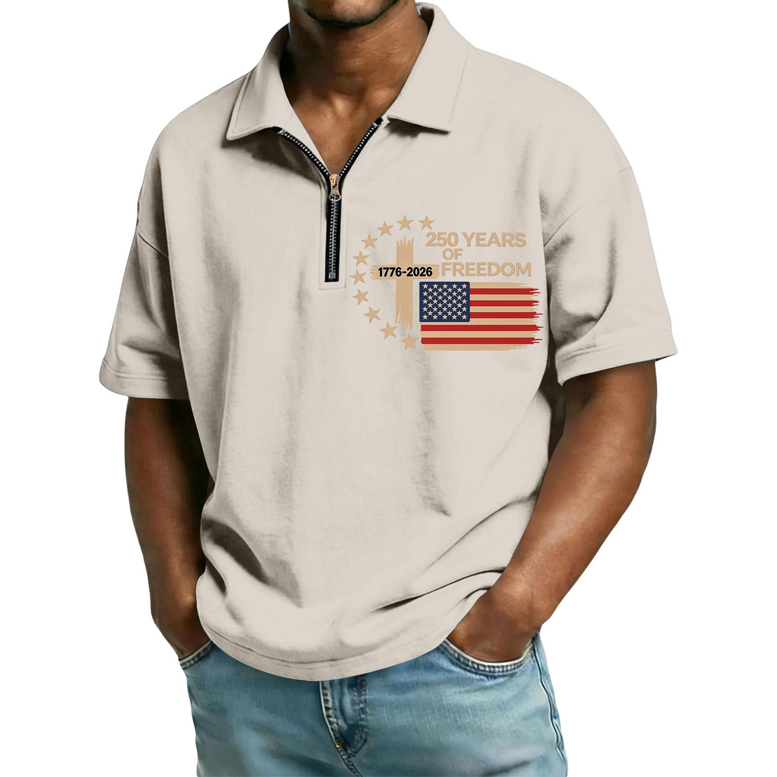 Men’s Short Sleeve Polo Shirt with Zipper Collar Printed with 250 Years of 1776–2026 and Flag Design XL бежевый
Men’s Short Sleeve Polo Shirt with Zipper Collar Printed with 250 Years of 1776–2026 and Flag Design XL бежевый