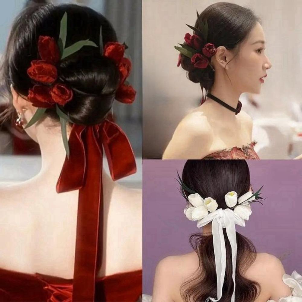 Bow Tulip Headband White Flower Headwear Sweet Velvet Ribbon Hair Band Wedding Accessories вино красного
Bow Tulip Headband White Flower Headwear Sweet Velvet Ribbon Hair Band Wedding Accessories вино красного