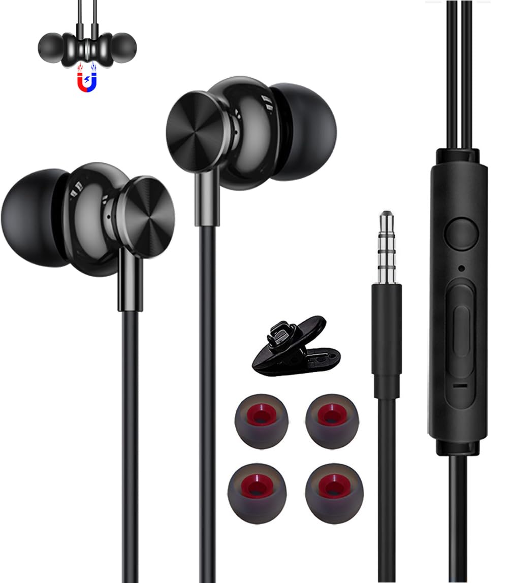 3m Wired Earphones with Microphone, Magnetic Design, Noise Cancelling Stereo Earphones, Extension Cable, In-Ear Headphones, 3.5mm Jack, Compatible
3m Wired Earphones with Microphone, Magnetic Design, Noise Cancelling Stereo Earphones, Extension Cable, In-Ear Headphones, 3.5mm Jack, Compatible