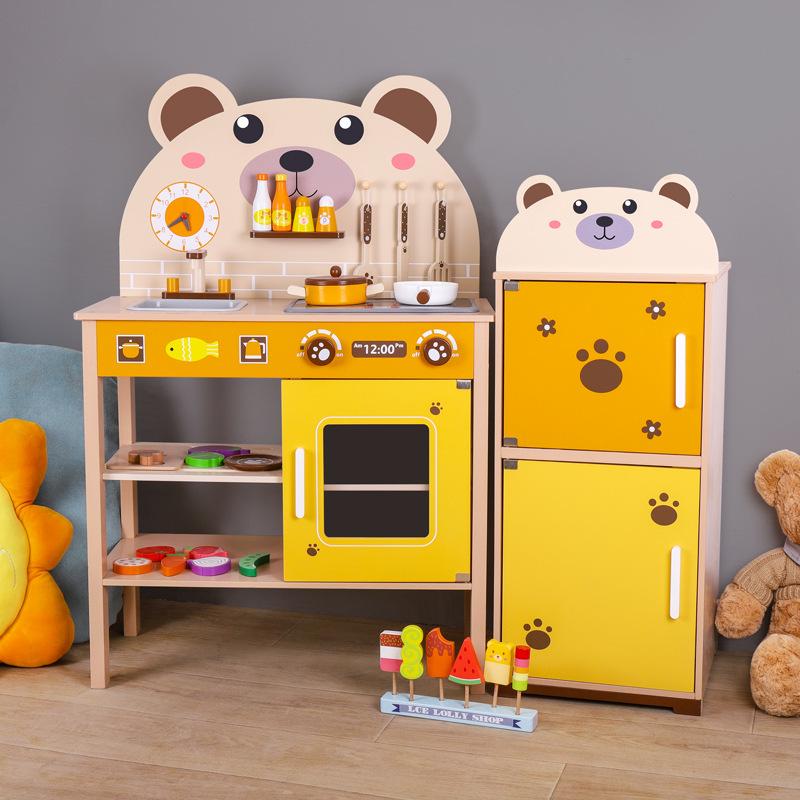 Деревянный игровой кухонный набор: Игрушка-симулятор холодильника, плиты, тележки для барбекю, еды и овощей
Деревянный игровой кухонный набор: Игрушка-симулятор холодильника, плиты, тележки для барбекю, еды и овощей