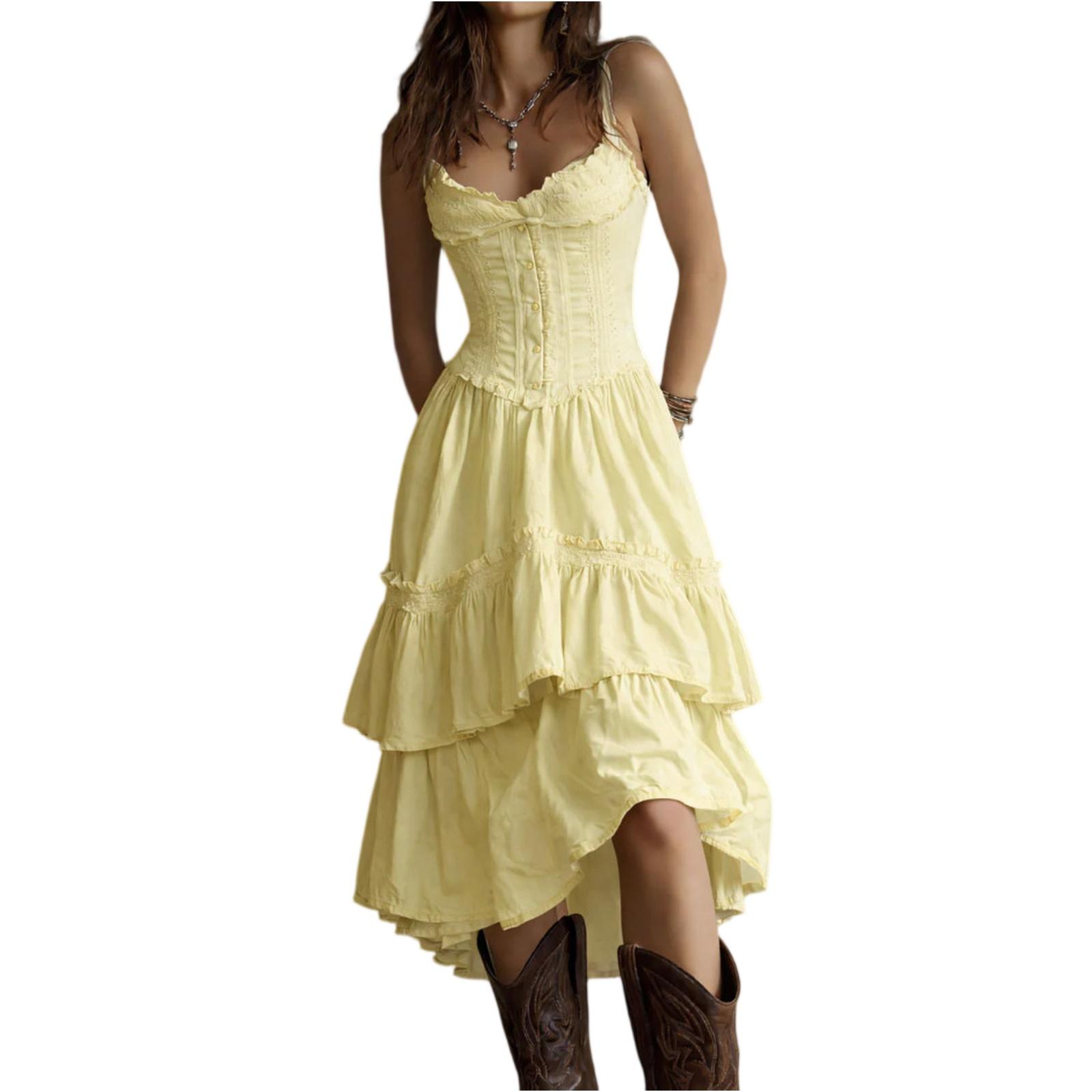 Ladies Casual And Fashionable Waist Cinched Ruffle Edge Dress XXL жовтий
Ladies Casual And Fashionable Waist Cinched Ruffle Edge Dress XXL жовтий