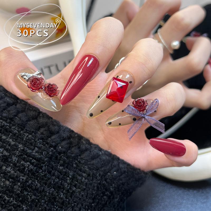 Wearable Floral Polka Dot Lace False Nails - Handmade, Removable, High-End Design for Autumn and Winter Handmade Nails S Size - 10 pcs/bag
Wearable Floral Polka Dot Lace False Nails - Handmade, Removable, High-End Design for Autumn and Winter Handmade Nails S Size - 10 pcs/bag