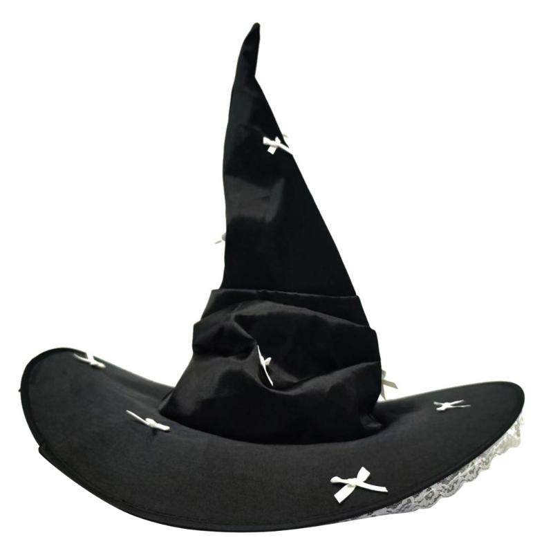 Bendable Gothic Witch Hat With Lace Trim Design and Bowknot Decors for Halloween Costume Roleplay Dressingup Headwear 1
Bendable Gothic Witch Hat With Lace Trim Design and Bowknot Decors for Halloween Costume Roleplay Dressingup Headwear 1
