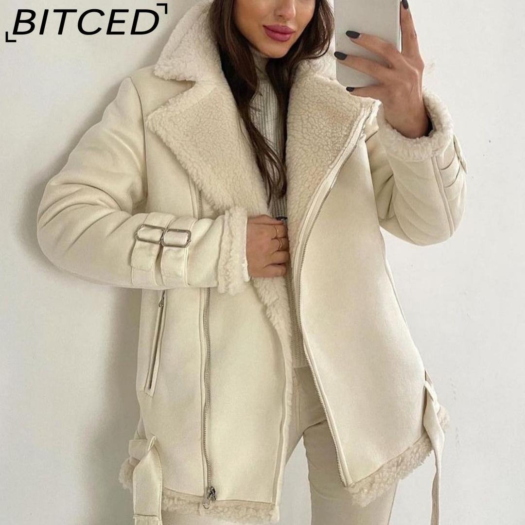 BITCED Осенне-зимний замшевый кардиган на молнии с лацканами, модное женское однотонное пальто с длинными рукавами
BITCED Осенне-зимний замшевый кардиган на молнии с лацканами, модное женское однотонное пальто с длинными рукавами