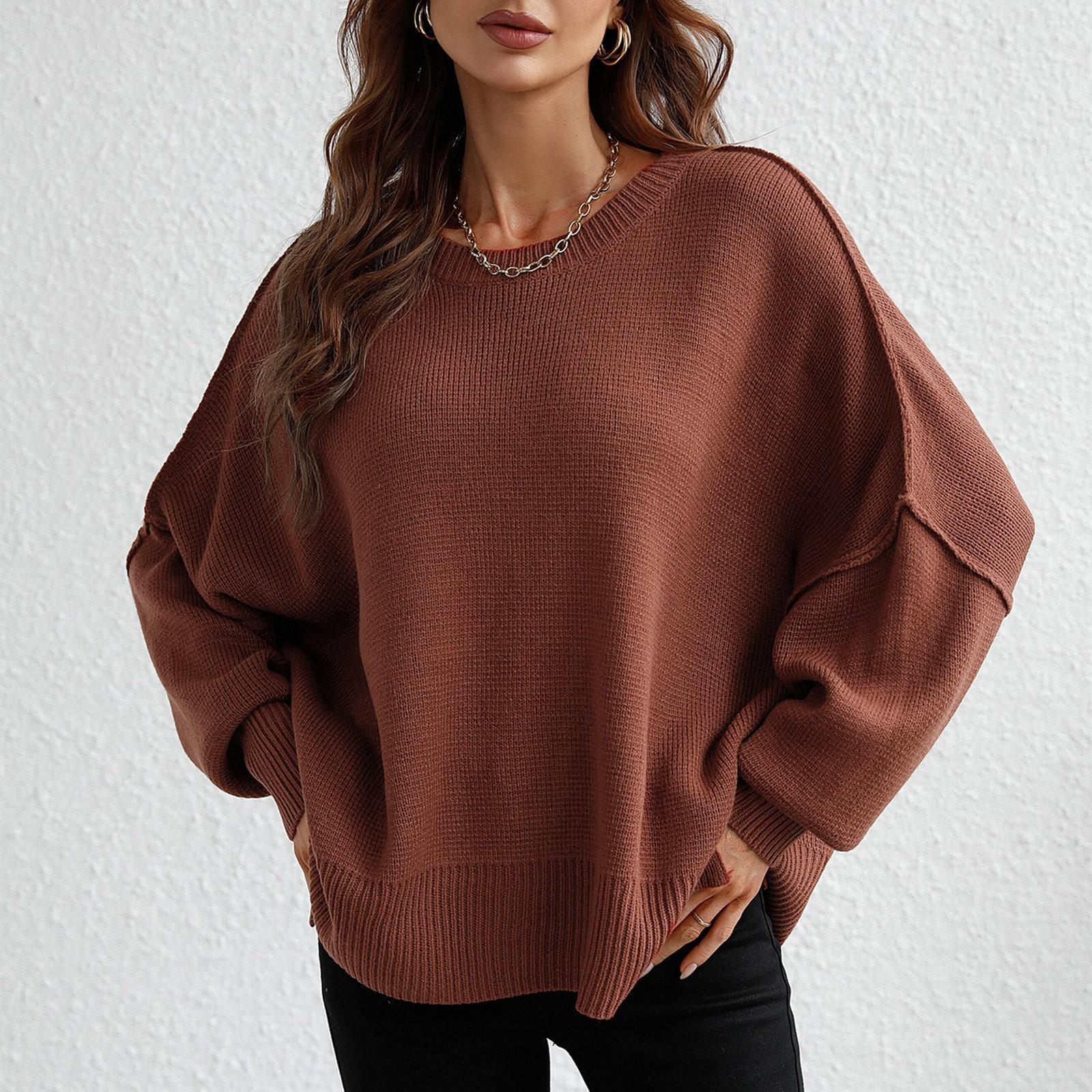 Women s And Winter Solid Round Neck Long Sleeve Knit Sweater Pullover Sweater M кавовий
Women s And Winter Solid Round Neck Long Sleeve Knit Sweater Pullover Sweater M кавовий