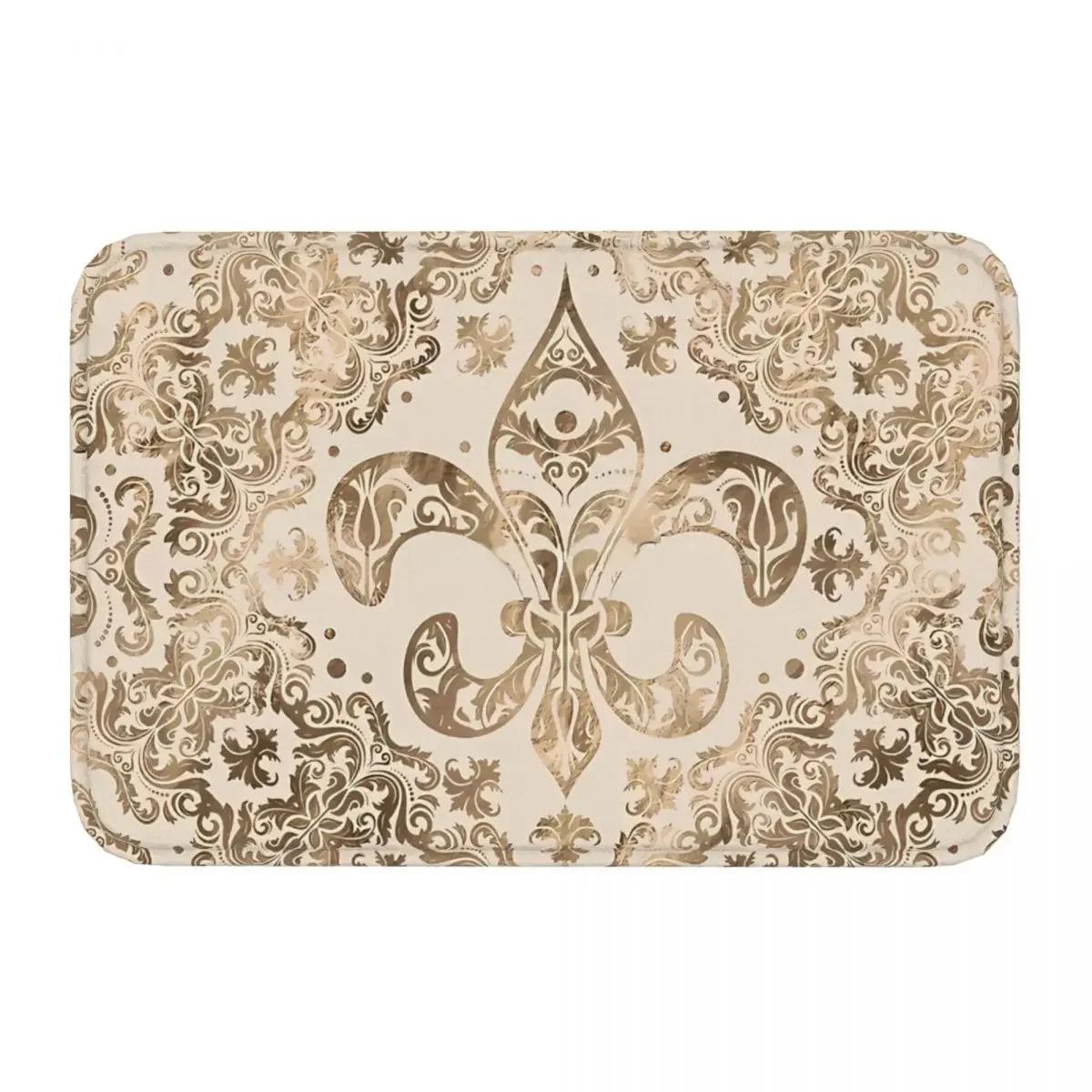 Fleur De Lys Bathroom Mat Ornament Pastel Gold White Rug Home Doormat Living Room Carpet Outdoor 40cmx60cm
Fleur De Lys Bathroom Mat Ornament Pastel Gold White Rug Home Doormat Living Room Carpet Outdoor 40cmx60cm