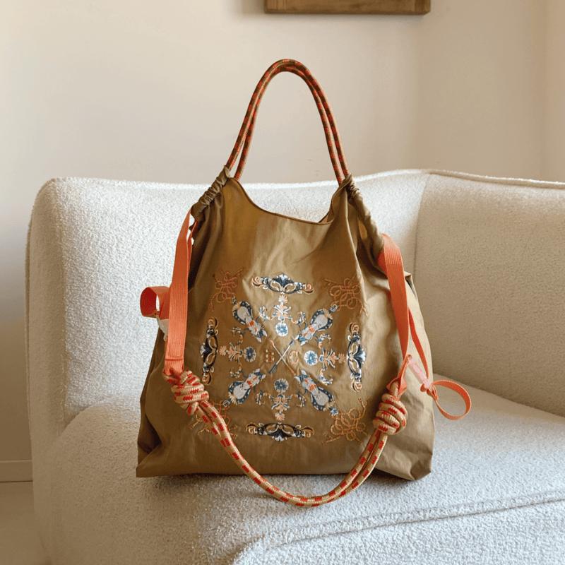 Bohemian Style Embroidered Shopping Bag with Rope Knot and Floral Design, Women s Shoulder Bag, Large Capacity Commuter Bag, Lightweight and Foldable M
Bohemian Style Embroidered Shopping Bag with Rope Knot and Floral Design, Women s Shoulder Bag, Large Capacity Commuter Bag, Lightweight and Foldable M