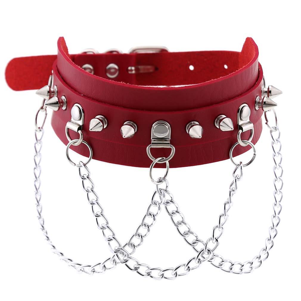 European Gothic PU Leather Choker Necklace with Metal Chain - Punk Street Style Collarbone Accessory
European Gothic PU Leather Choker Necklace with Metal Chain - Punk Street Style Collarbone Accessory