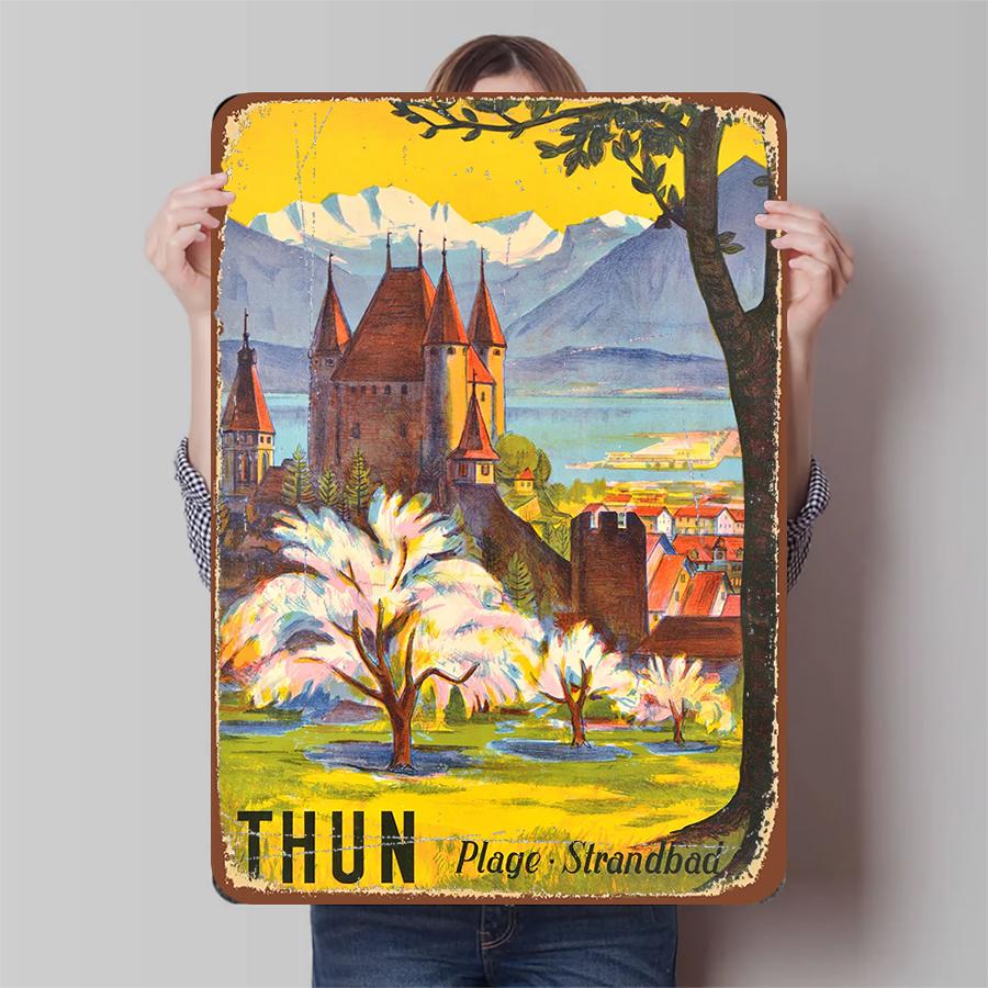 Vintage Swiss Thun Castle Metal Wall Art Alpine Lake Landscape Painting Living Room Study Decorative Hanging 20x30cm(7.8x11.8inch)
Vintage Swiss Thun Castle Metal Wall Art Alpine Lake Landscape Painting Living Room Study Decorative Hanging 20x30cm(7.8x11.8inch)