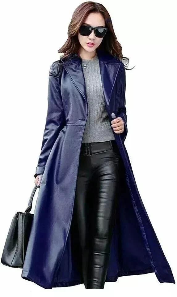 HOT New Women Navy Blue Trench Coat Leather Genuine Lambskin Handmade Long Party Stylish 3XL темно-синього кольору
HOT New Women Navy Blue Trench Coat Leather Genuine Lambskin Handmade Long Party Stylish 3XL темно-синього кольору