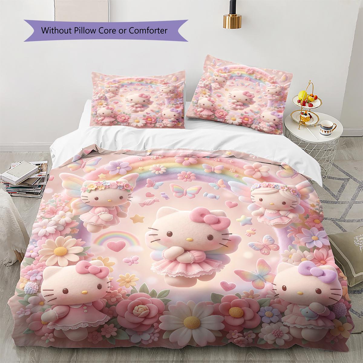 Hello Kitty Pink Pattern Bedding,Quilt Set Quilt Cover Pillowcase Home Birthday Gift(1 * duvet cover + 2 * pillowcase, without core) 135x200cm
Hello Kitty Pink Pattern Bedding,Quilt Set Quilt Cover Pillowcase Home Birthday Gift(1 * duvet cover + 2 * pillowcase, without core) 135x200cm