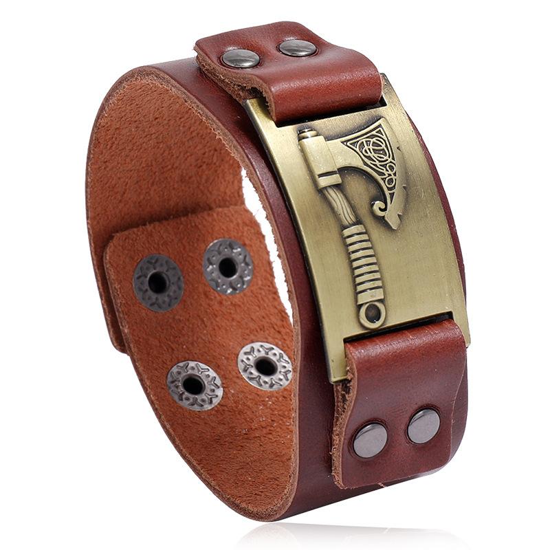 VOQ Retro Simple Nordic Viking Tomahawk Bracelet Bangle Punk Men Locomotive Wide Leather Bracelet Adjustable Wristband Pulseras
VOQ Retro Simple Nordic Viking Tomahawk Bracelet Bangle Punk Men Locomotive Wide Leather Bracelet Adjustable Wristband Pulseras