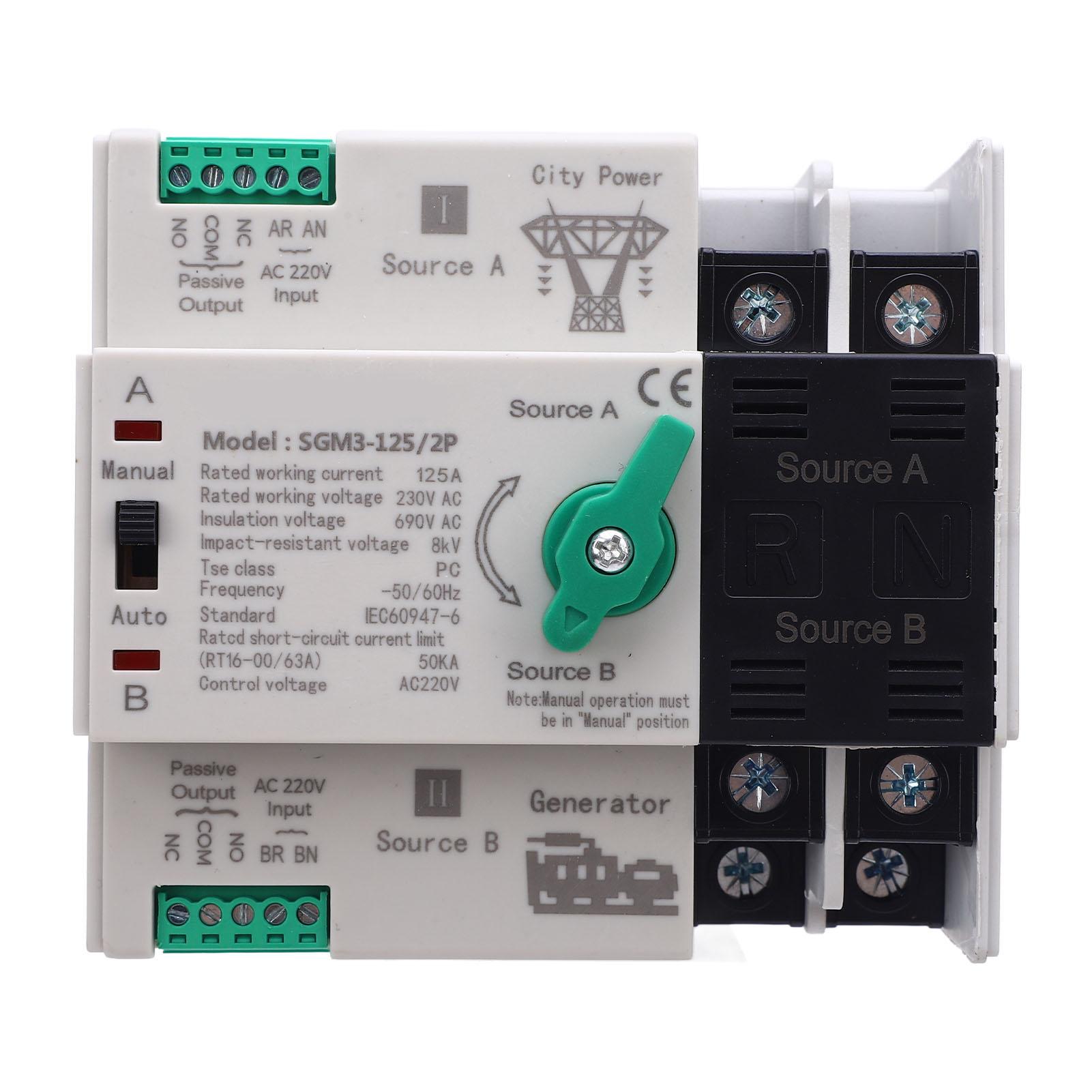 Double Power Automatic Transfer Switch Millisecond Level Uninterrupted 125A 2P Changeover Switch
Double Power Automatic Transfer Switch Millisecond Level Uninterrupted 125A 2P Changeover Switch