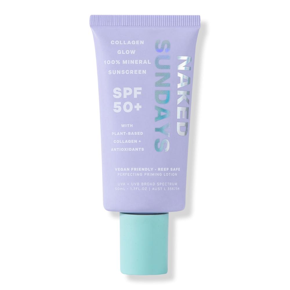 Naked Sundays Collagen Glow 100, мінеральний сонцезахисний крем, вдосконалюючий грунтовний лосьйон Spf50+ 1,7 унції
Naked Sundays Collagen Glow 100, мінеральний сонцезахисний крем, вдосконалюючий грунтовний лосьйон Spf50+ 1,7 унції