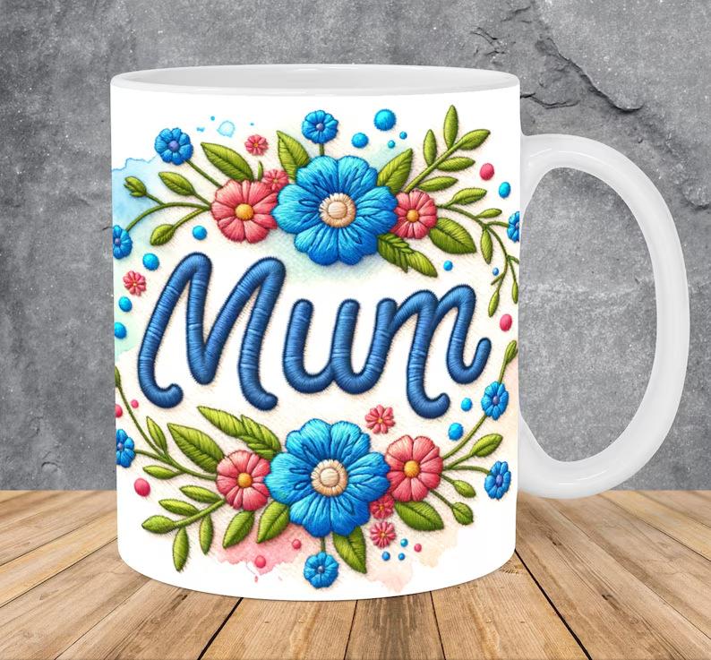 3D Вышивка Цветок Вышитая Керамическая Кофейная Кружка Чайная Чашка Мама Мама Мать 301-400ml