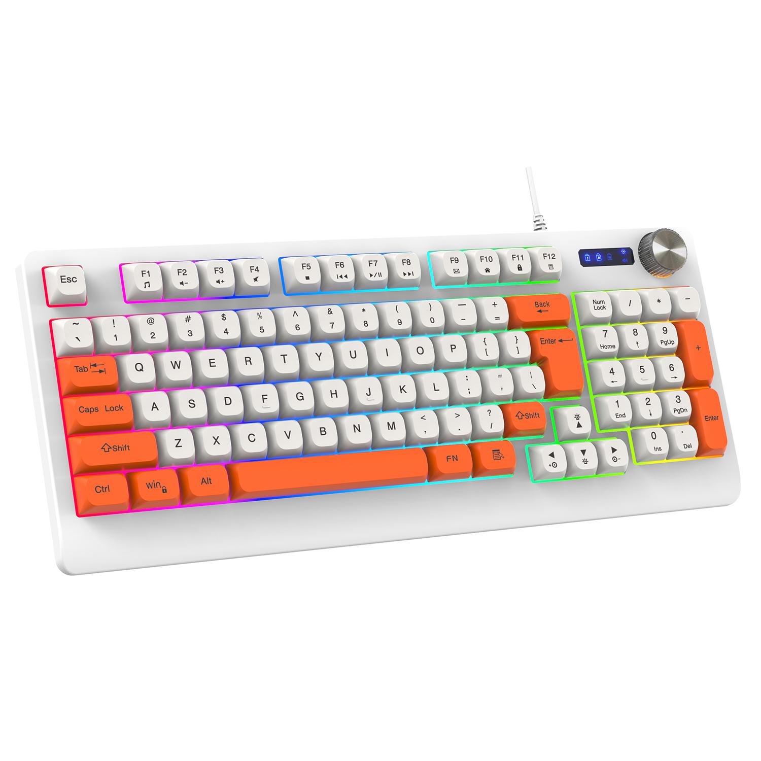 Y-FRUITFUL K93 Color Splicing Wired Keyboard 93-Key RGB Light Office Gaming Computer Keyboard Orange+White
Y-FRUITFUL K93 Color Splicing Wired Keyboard 93-Key RGB Light Office Gaming Computer Keyboard Orange+White