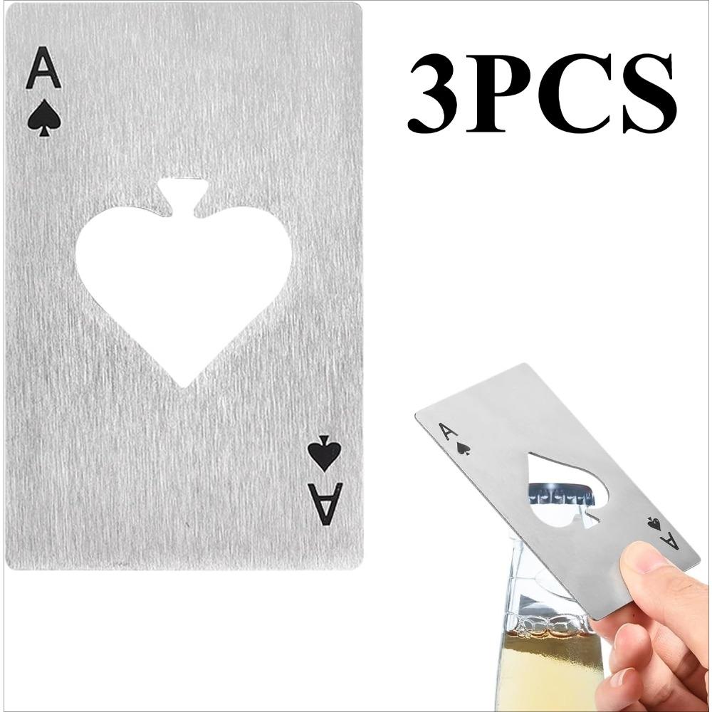 3pc Ace Spades Bottle Opener - Stainless Steel Card-Sized Can/Beer Opener for Wedding Favors, Bridal Shower Gifts & Portable Use
3pc Ace Spades Bottle Opener - Stainless Steel Card-Sized Can/Beer Opener for Wedding Favors, Bridal Shower Gifts & Portable Use