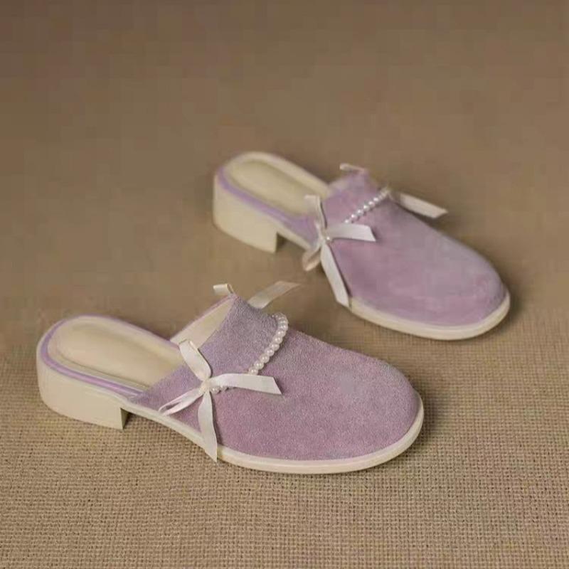 Модные ленивые тапочки Баотоу с жемчужным бантом, круглый носок, глубокий вырез, замшевые слипоны, нескользящие, темпераментные сандалии на низком каблуке 35 фиолетовый
Модные ленивые тапочки Баотоу с жемчужным бантом, круглый носок, глубокий вырез, замшевые слипоны, нескользящие, темпераментные сандалии на низком каблуке 35 фиолетовый