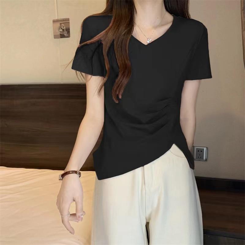 Women s V-Neck Short-Sleeve Waist-Slimming Slit T-Shirt - Unique Summer Design Large 
Women s V-Neck Short-Sleeve Waist-Slimming Slit T-Shirt - Unique Summer Design Large